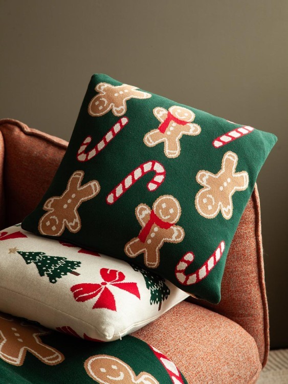 Подушка вязаная с новогодним рисунком gingerman из коллекции new year essential, 45x45 см (79350)