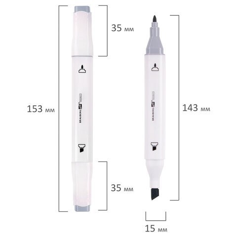 Маркеры для скетчинга двусторонние Brauberg Art Debut White линия 1-6 мм 12 цветов 152135 (86702)