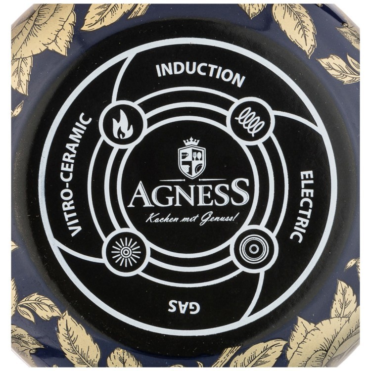 Кастрюля agness эмалированная с крышкой, серия ренессанс 6,1л, диа.24см подходит для индукцион.плит Agness (950-180)
