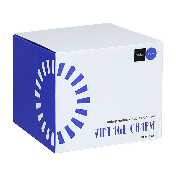 Набор чайных пар в полоску vintage charm, 220 мл, 2 шт. (78625)