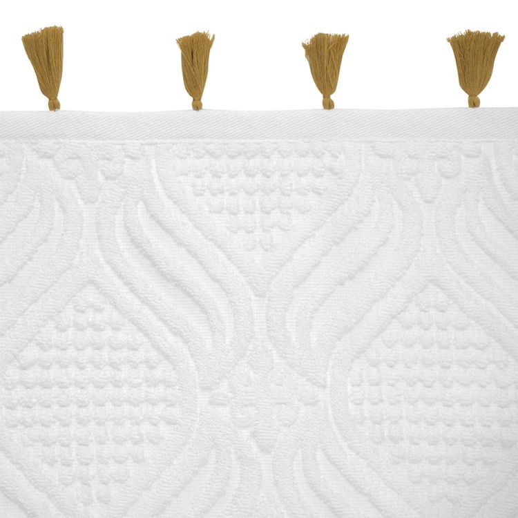 Полотенце банное белое, с кисточками цвета карри из коллекции essential, 70х140 см (75401)
