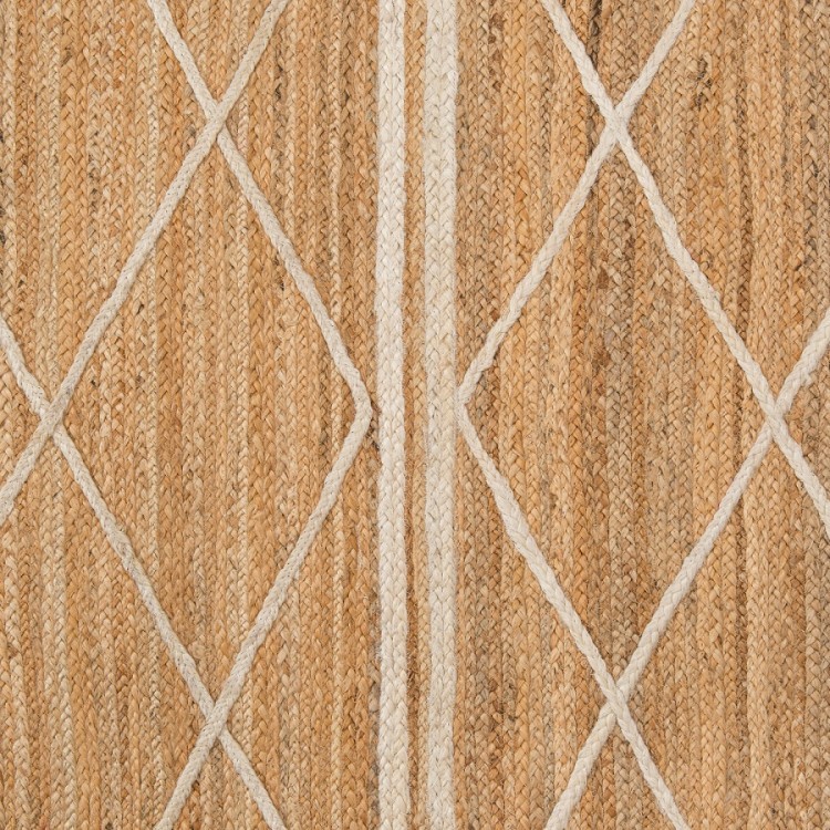 Ковер из джута бежевого цвета с геометрическим рисунком и с бахромой из коллекции ethnic, 160x230 см (73323)
