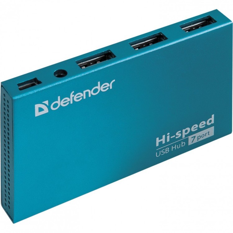 Хаб Defender Septima Slim USB 2.0 7 портов порт для питания алюминиевый корпус 511767 (1) (91078)