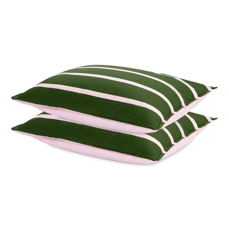 Комплект постельного белья из перкаля травянисто-зеленого цвета из коллекции stripes, 150х200см (80909)