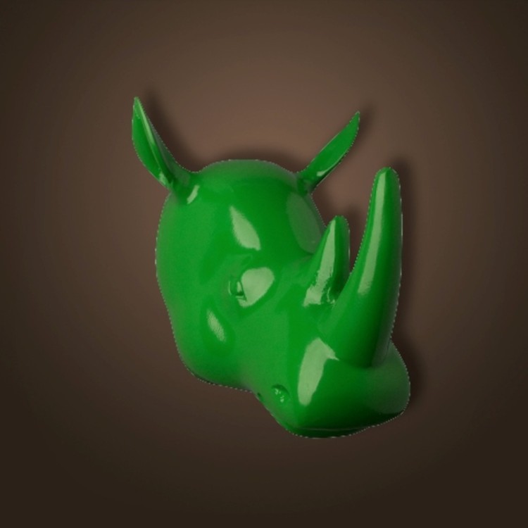 Голова носорога 4004-G, металл, green, ROOMERS FURNITURE