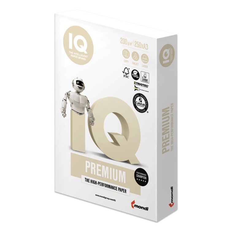 Бумага для цветной печати IQ Premium А3, 200 г/м2, 250 листов (65369)