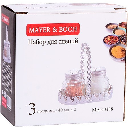 Набор для специй на подставке 3 пр стекло/нерж Mayer&Boch (40488)