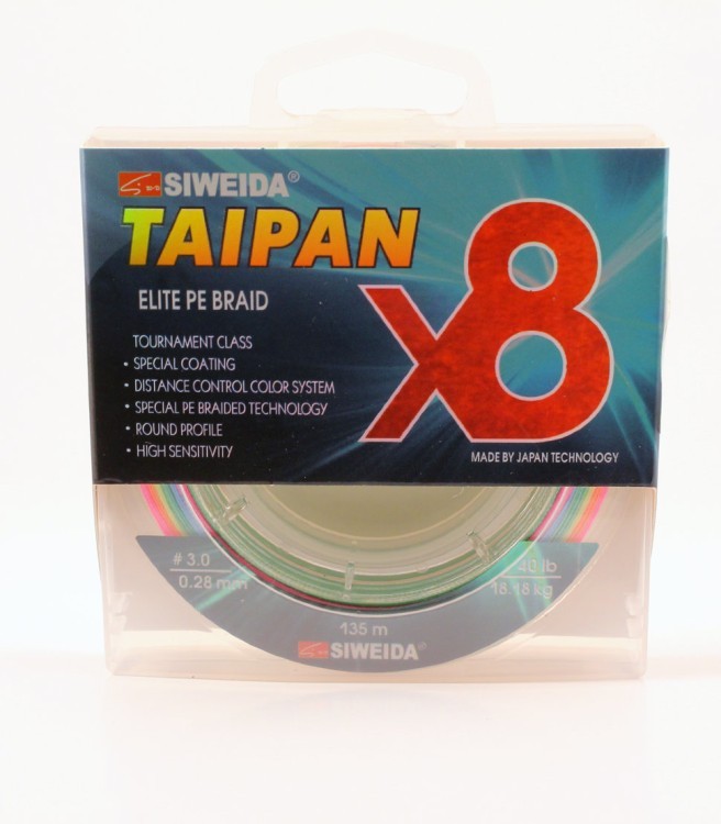 Леска плетеная Siweida Taipan Elite PE Braid X8 135м 0,28мм (18,18кг) мультиколор (62301)