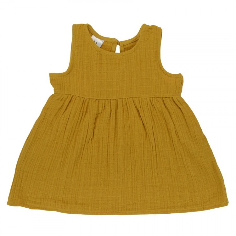 Платье без рукава из хлопкового муслина горчичного цвета из коллекции essential 18-24m (69593)