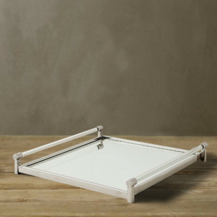 Поднос Френч Стайл 107922(ACC07922), металл, стекло, silver, ROOMERS TABLEWARE Поднос Френч Стайл 107922(ACC07922), металл, стекло, silver, ROOMERS TABLEWARE