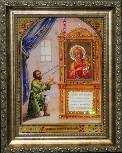 Икона Божией Матери Нечаянная радость с кристаллами Swarovski (1555)