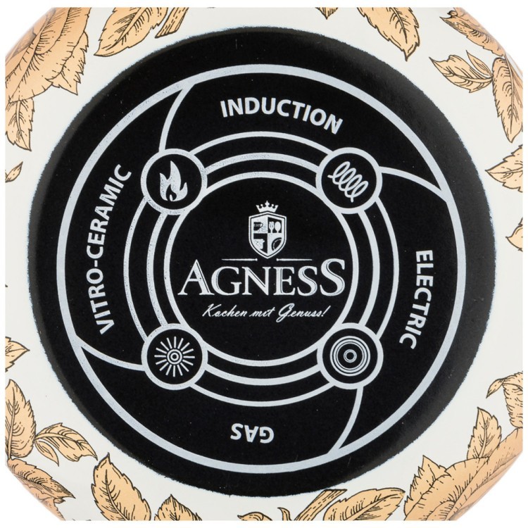 Кастрюля agness эмалированная с крышкой, серия ренессанс 6,1л, диа.24см подходит для индукцион.плит Agness (950-157)