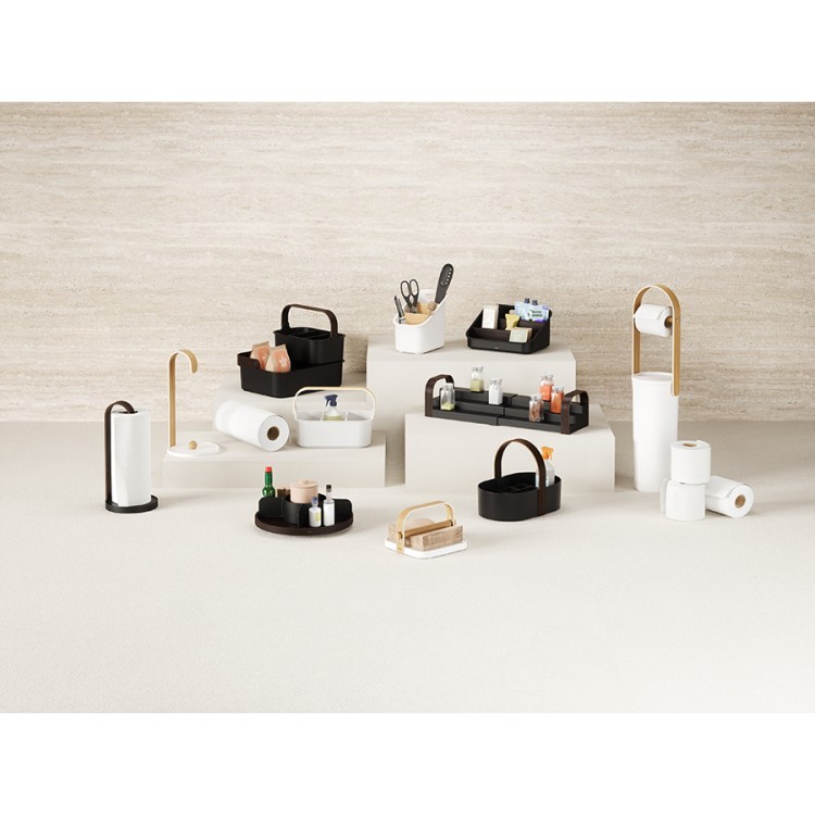 Полка для специй трехъярусная раздвижная bellwood, черная/орех (78715)