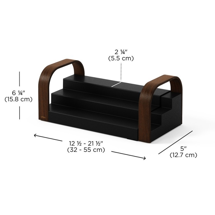 Полка для специй трехъярусная раздвижная bellwood, черная/орех (78715)