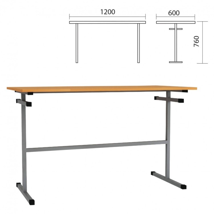Стол для столовых 1200х600х760 мм рост 6 серый каркас 531372 (1) (90022)