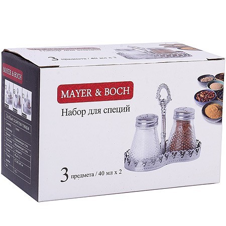 Набор для специй на подставке 3 пр стекло/нерж Mayer&Boch (40486)