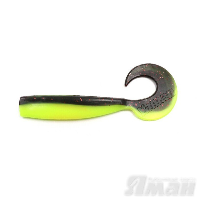 Твистер Yaman Lazy Tail Shad, 9" цвет 32 - Black Red Flake/Chartreuse, 2 шт Y-LTS9-32 (74274)