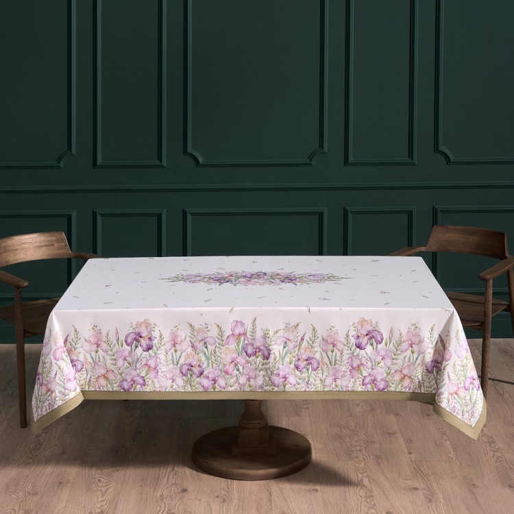 Скатерть "ирисы" 160х220см ,белый, 100% хлопок,твил пропитка Lefard (850-743-21)