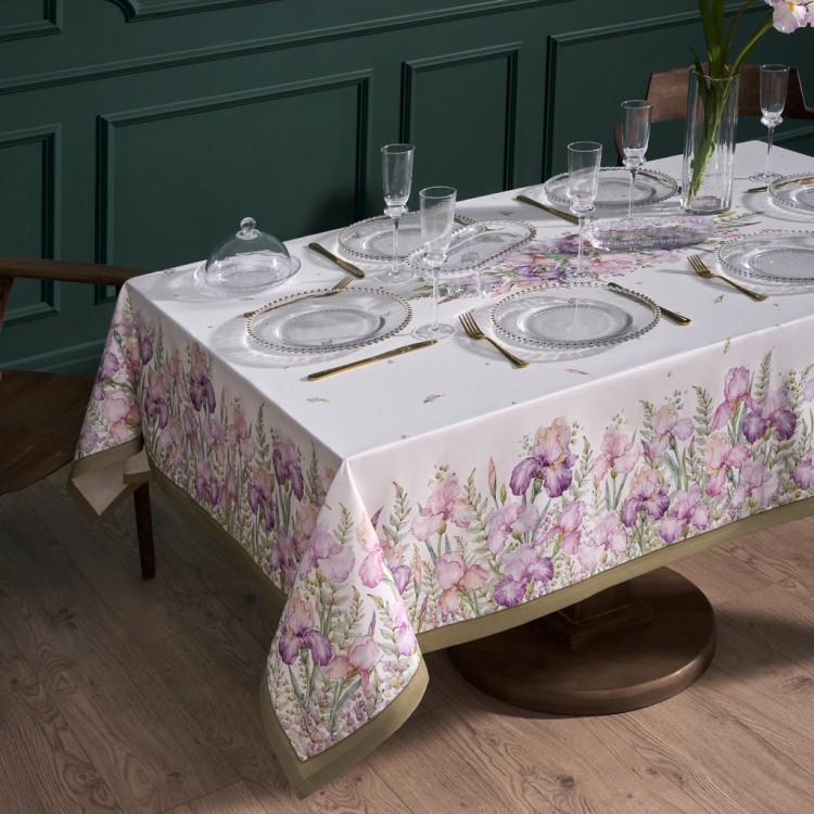 Скатерть "ирисы" 160х220см ,белый, 100% хлопок,твил пропитка Lefard (850-743-21)