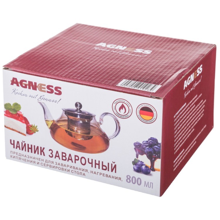 Чайник заварочный agness с фильтром из нжс 600 мл Agness (891-024)