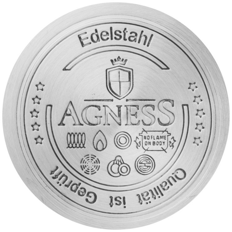 Кастрюля agness со стеклянной крышкой, нерж.сталь, серия арктик  4,6л 22х12,5см Agness (937-318)