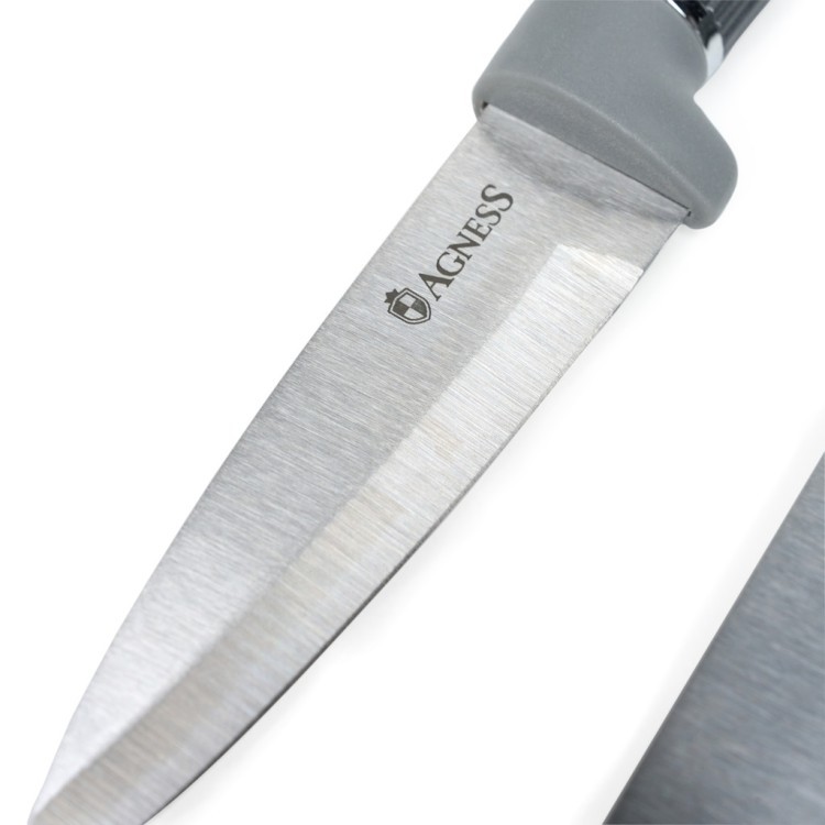 Набор agness из 10пр: 5 ножей, 4 доски и подставка, цвет: черно-серый Agness (671-215)