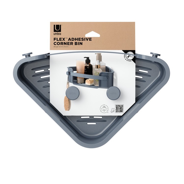 Органайзер для душа flex adhesive угловой, голубой (79969)