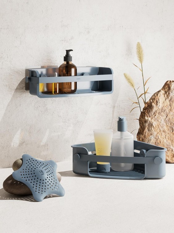 Органайзер для душа flex adhesive угловой, голубой (79969)