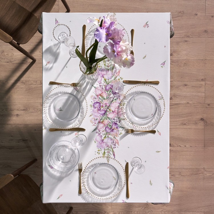 Скатерть "ирисы" 140х180см ,белый, 100% хлопок,твил пропитка Lefard (850-743-2)