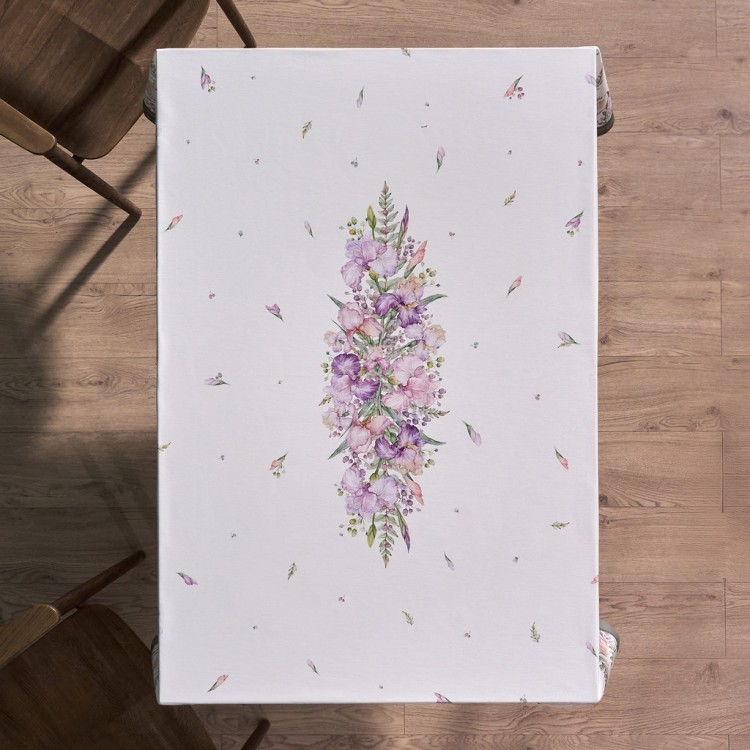 Скатерть "ирисы" 140х180см ,белый, 100% хлопок,твил пропитка Lefard (850-743-2)