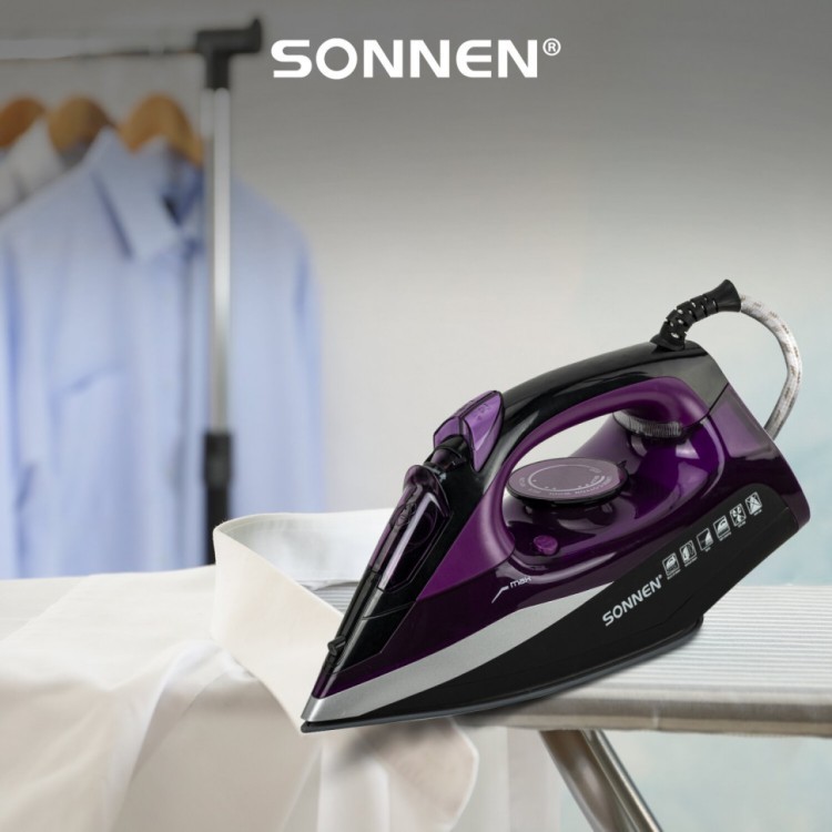 Утюг SONNEN SI-270 2600 Вт керамическое покрытие антикапля черный/фиолетовый 455280 (1) (93998) Утюг SONNEN SI-270 2600 Вт керамическое покрытие антикапля черный/фиолетовый 455280 (1) (93998)