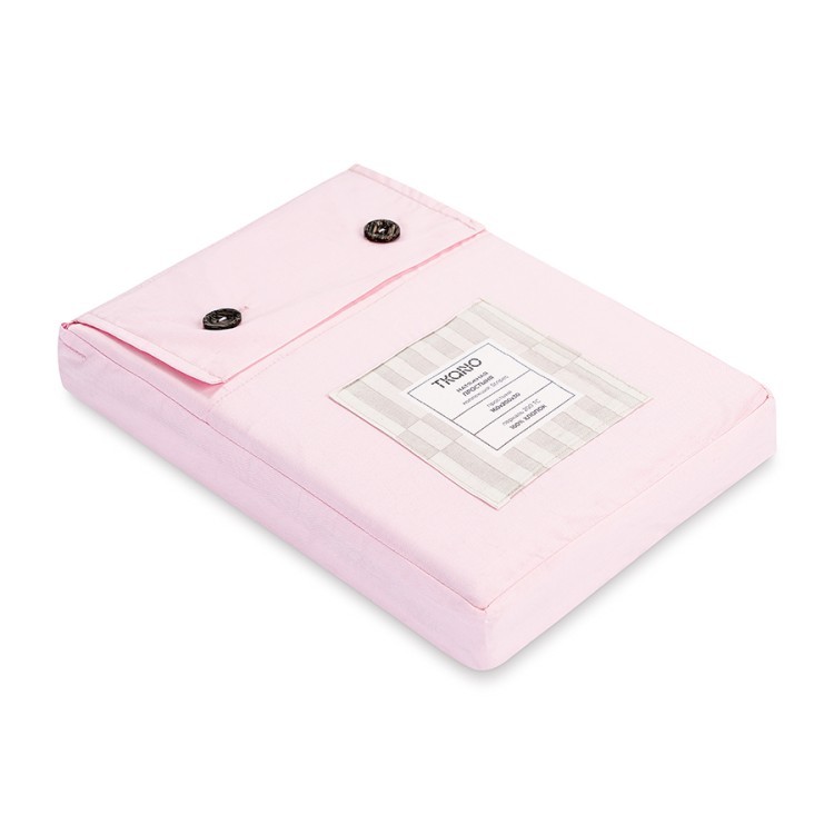 Простыня на резинке из перкаля розового цвета из коллекции stripes, 160х200х30см (80930)