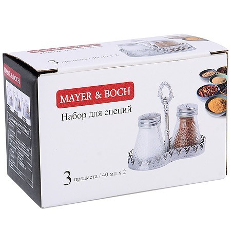 Набор для специй на подставке 3 пр стекло/нерж Mayer&Boch (40487) Набор для специй на подставке 3 пр стекло/нерж Mayer&Boch (40487)