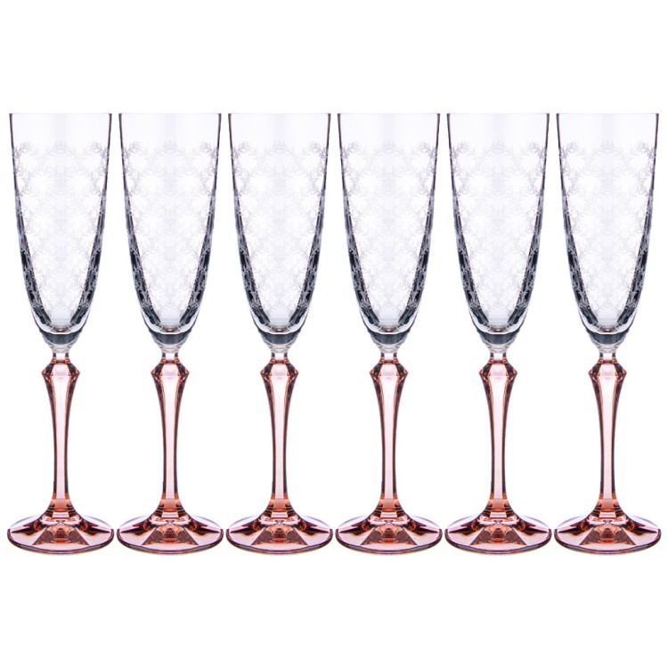 Набор бокалов для шампанского "elisabeth brown smoke" из 6 шт. 200 мл. высота=25,5 см. Bohemia Crystal (674-736)