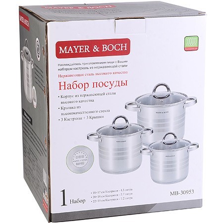 Набор посуды 6пр 4,3+5,7+7,2 л Mayer&Boch Mayer&Boch (30953) Набор посуды 6пр 4,3+5,7+7,2 л Mayer&Boch Mayer&Boch (30953)
