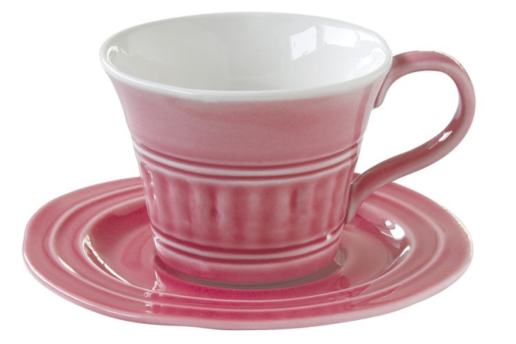 Чашка с блюдцем (тём.розовый) Abitare, большая, без инд.упаковки - EL-R1872_ABDP Easy Life (R2S)