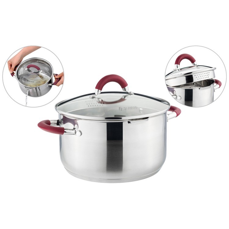 Кастрюля agness "profi home" со стеклянной крышкой, 5,0л 24x13.5 см цвет ручек:бордо Agness (914-208) Кастрюля agness "profi home" со стеклянной крышкой, 5,0л 24x13.5 см цвет ручек:бордо Agness (914-208)