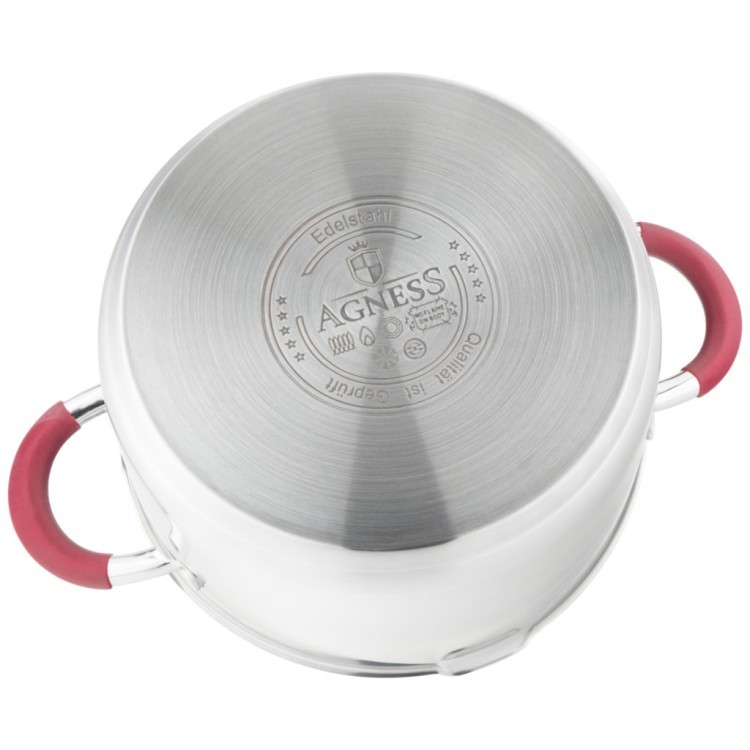 Кастрюля agness "profi home" со стеклянной крышкой, 5,0л 24x13.5 см цвет ручек:бордо Agness (914-208) Кастрюля agness "profi home" со стеклянной крышкой, 5,0л 24x13.5 см цвет ручек:бордо Agness (914-208)