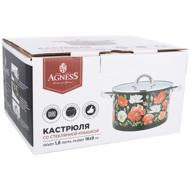 Кастрюля agness "прованс лимоны" со стеклянной крышкой, нерж.сталь, 1,8 л 16х9 см Agness (916-314) Кастрюля agness "прованс лимоны" со стеклянной крышкой, нерж.сталь, 1,8 л 16х9 см Agness (916-314)