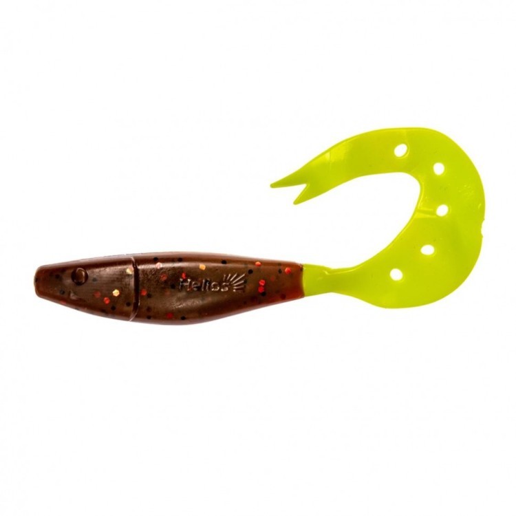 Твистер Helios Kasandra 4"29/10,9см, цвет Rusty Gold & Lime 5 шт HS-34-017 (78204)