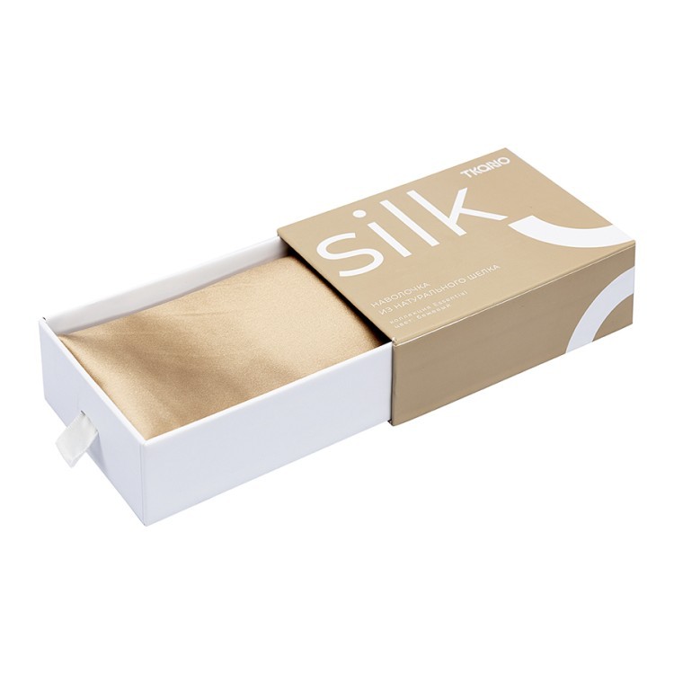 Наволочка из натурального шелка бежевого цвета из коллекции essential, 50х70 см (77832)