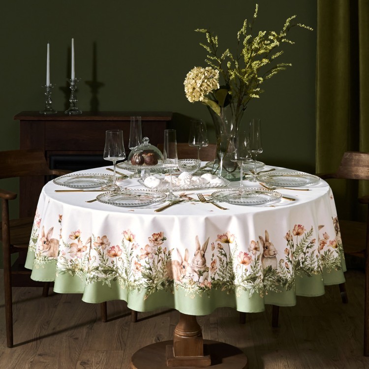 Скатерть круглая "sense" 190см ,зеленый 100%хлопок, твил с пропиткой Lefard (850-753-22)