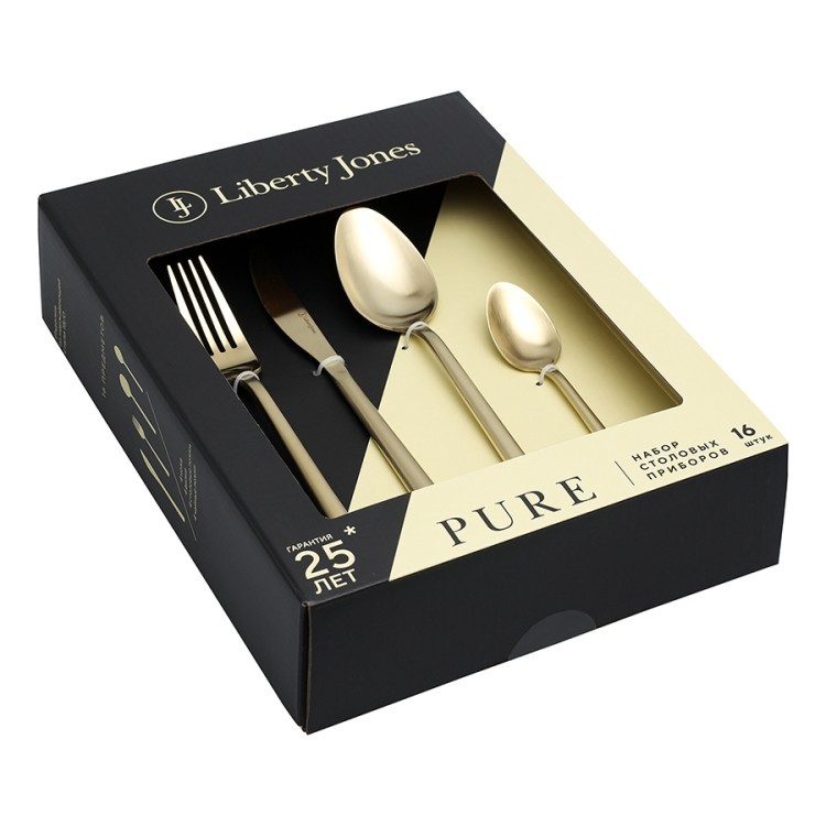 Набор столовых приборов pure, золотистые матовые, 16 пред. (78607)