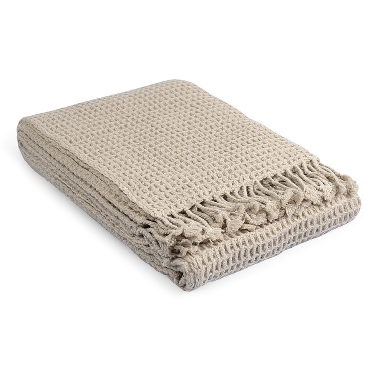 Плед из шерсти бежево-серого цвета из коллекции essential, 130х180 см (77084)