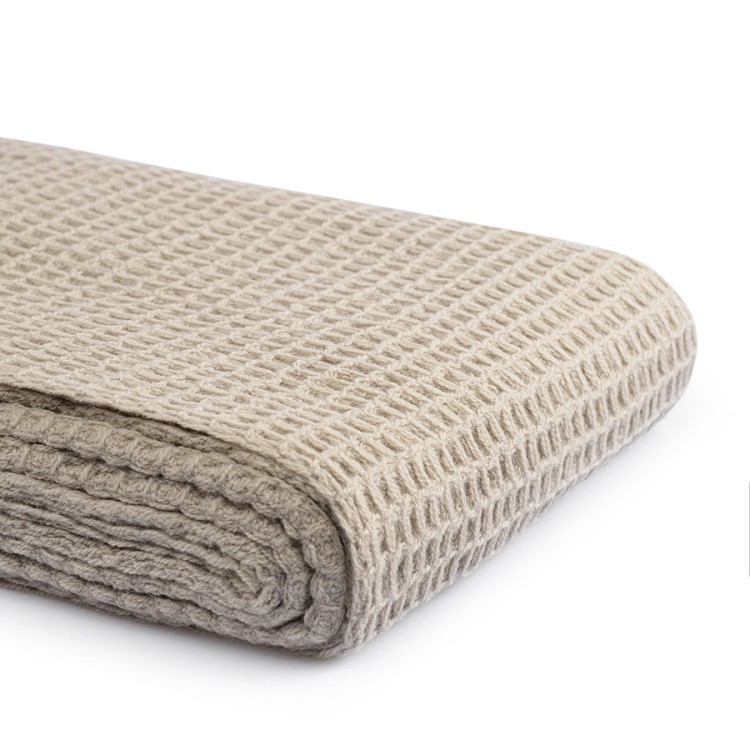 Плед из шерсти бежево-серого цвета из коллекции essential, 130х180 см (77084)