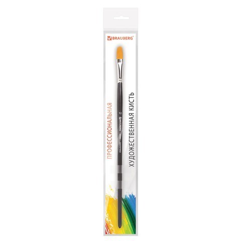 Кисть художественная синтетика жесткая овальная № 12 длинная ручка 200682 (5) (86176)