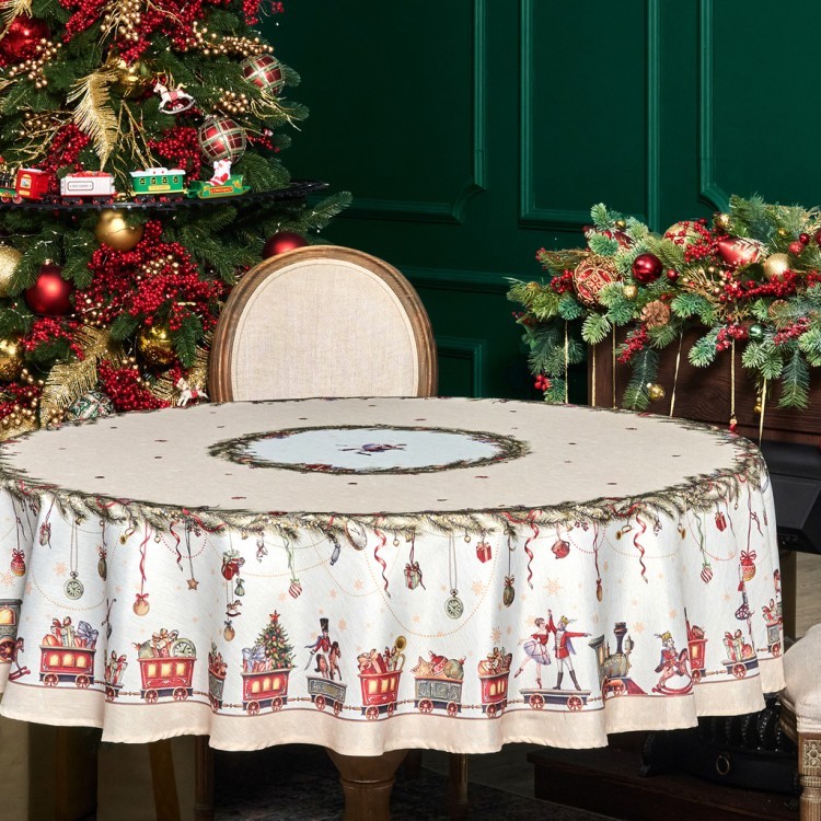 Скатерть  d220 cm круглая, "щелкунчик" цвет: бежевый, tm lefard, полиэстер 100% Lefard (986-002-26)