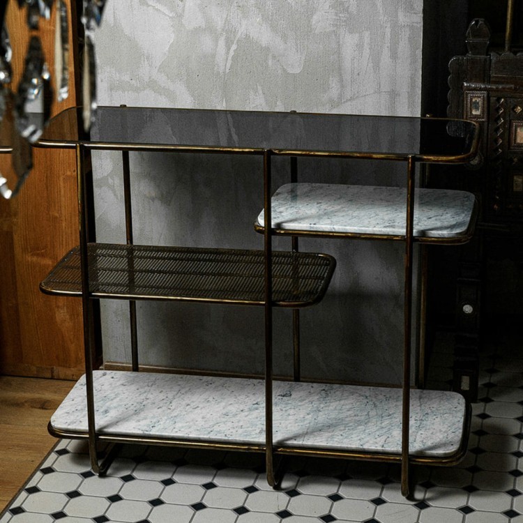 Консоль 27024-101, мрамор,металл, стекло, brass antique, ROOMERS FURNITURE