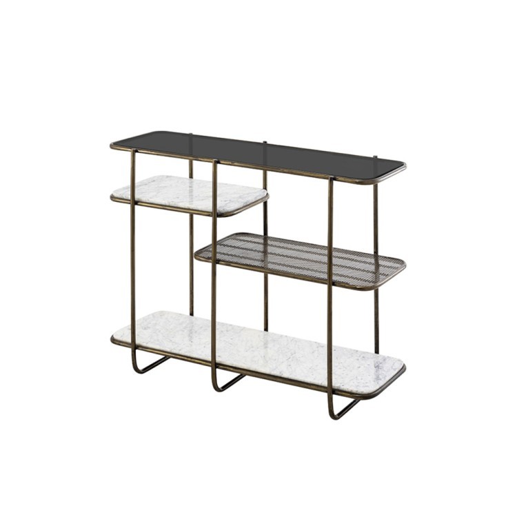 Консоль 27024-101, мрамор,металл, стекло, brass antique, ROOMERS FURNITURE