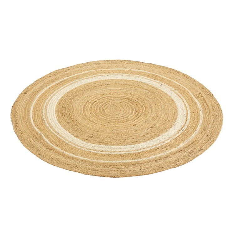 Ковер из джута круглый с вставками белого цвета из коллекции ethnic, 90см (76014)